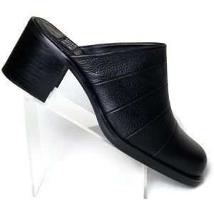 Nine West Black Leather Slide-on Clogs Size 7.5M